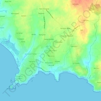 Saint-Philibert topographic map, elevation, terrain