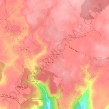 El Chaparral topographic map, elevation, terrain