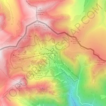 Vallter2000 topographic map, elevation, terrain
