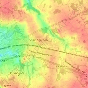Toull al Lann topographic map, elevation, terrain