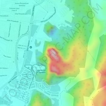 Gunung Ayer Hangat topographic map, elevation, terrain