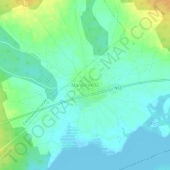 Mankono Ba topographic map, elevation, terrain