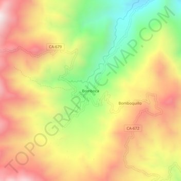 Bomboca topographic map, elevation, terrain