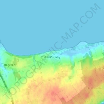 Trelde topographic map, elevation, terrain