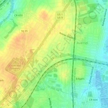 Avenel Park topographic map, elevation, terrain