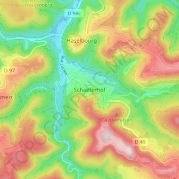 Schaeferhof topographic map, elevation, terrain