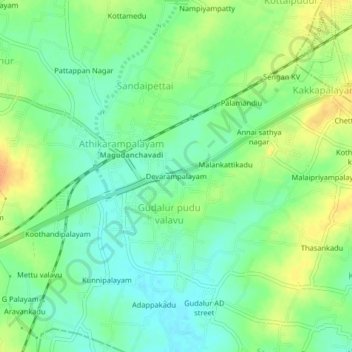 Devarampalayam topographic map, elevation, terrain