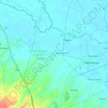 Mambog topographic map, elevation, terrain