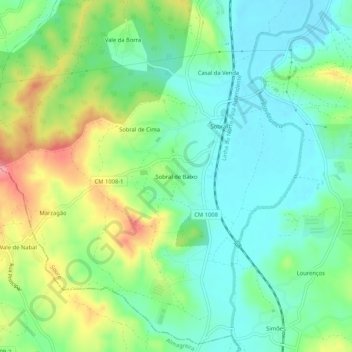 Sobral de Baixo topographic map, elevation, terrain