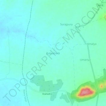 Babukhedi topographic map, elevation, terrain