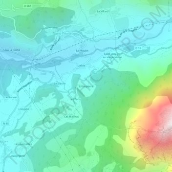 Entrepierre topographic map, elevation, terrain