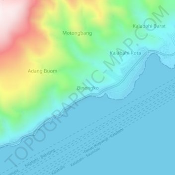 Binongko topographic map, elevation, terrain