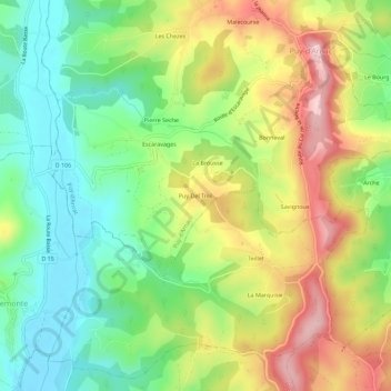Puy Del Treil topographic map, elevation, terrain