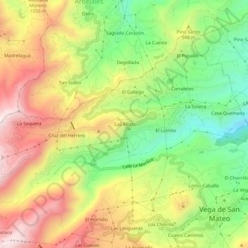 Las Pitas topographic map, elevation, terrain