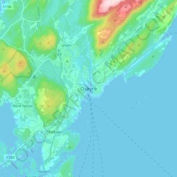 Osøyro topographic map, elevation, terrain