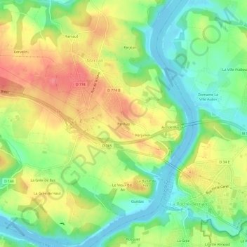 Penhap topographic map, elevation, terrain