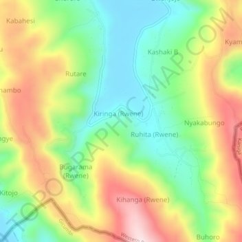 Rwene topographic map, elevation, terrain