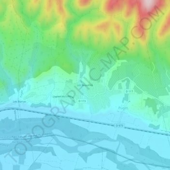 Les Beaumes topographic map, elevation, terrain