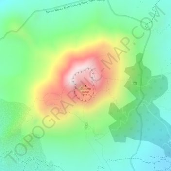Mount Batur topographic map, elevation, terrain