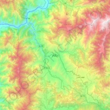 Battagram topographic map, elevation, terrain