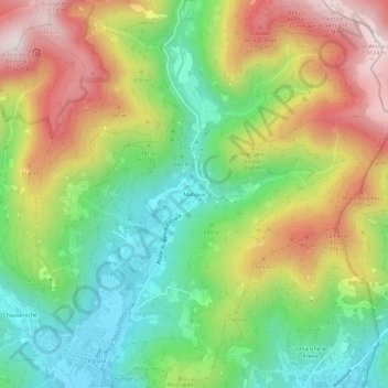 Malvaux topographic map, elevation, terrain