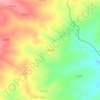 Ediofe topographic map, elevation, terrain