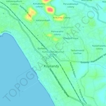 Kuttivayil/Kuzhumiyil Colony topographic map, elevation, terrain