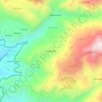 Torata Alta topographic map, elevation, terrain