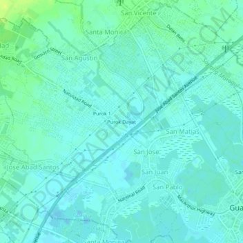 Purok Dayat topographic map, elevation, terrain
