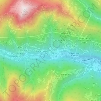 Radice topographic map, elevation, terrain