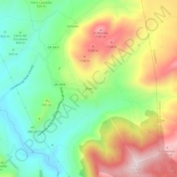 Tózar topographic map, elevation, terrain