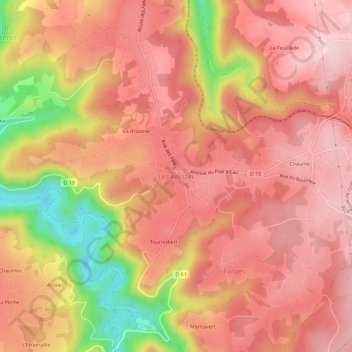 Les Ancizes topographic map, elevation, terrain
