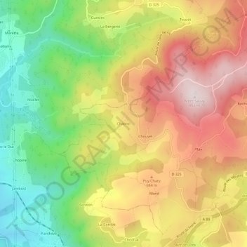 Chabrol topographic map, elevation, terrain
