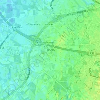 Usselo topographic map, elevation, terrain