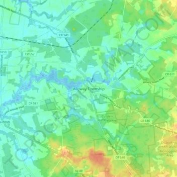 Alloway Township topographic map, elevation, terrain