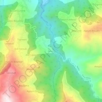 Arous topographic map, elevation, terrain