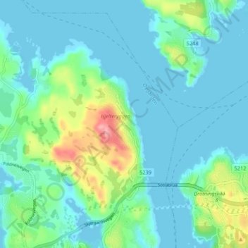 Hjelteryggen topographic map, elevation, terrain