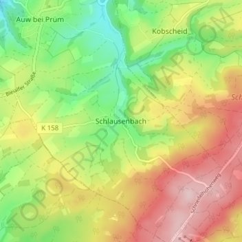 Schlausenbach topographic map, elevation, terrain