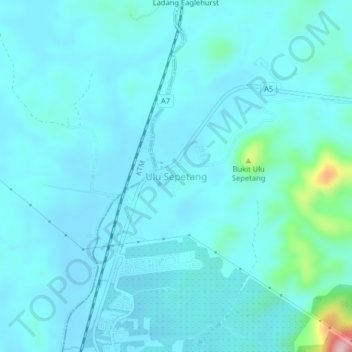 Ulu Sepetang topographic map, elevation, terrain