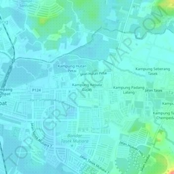 Kampung Kepala Gajah topographic map, elevation, terrain