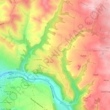 Vidal Haut topographic map, elevation, terrain