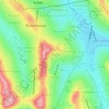 Nkimba topographic map, elevation, terrain