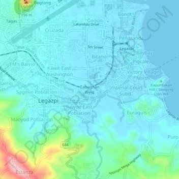 Cabangan West topographic map, elevation, terrain