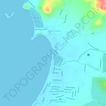 Playa Potrero topographic map, elevation, terrain