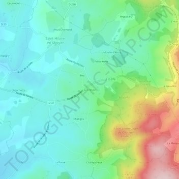 La Creuse topographic map, elevation, terrain