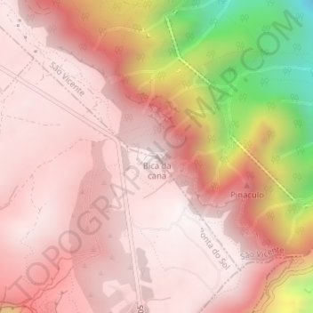 Bica da cana topographic map, elevation, terrain