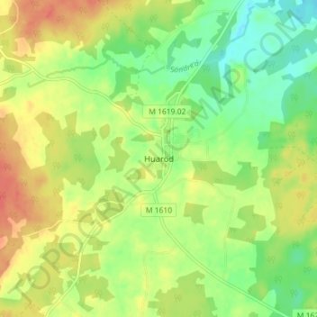 Huaröd topographic map, elevation, terrain