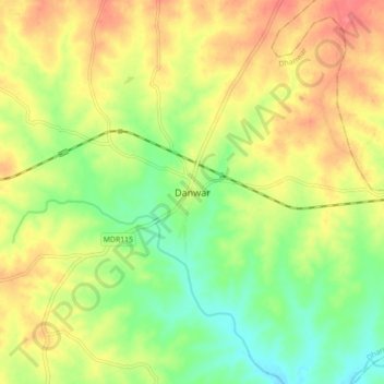 Danwar topographic map, elevation, terrain