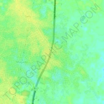 Ibafo topographic map, elevation, terrain