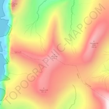 Húgvan topographic map, elevation, terrain